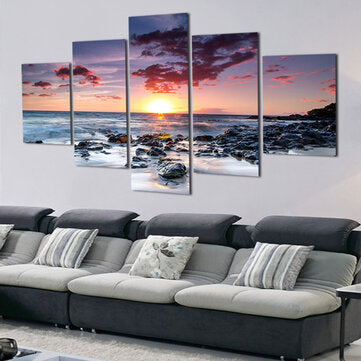 5 Piece Wall Art Canvas Sunset Sea Wall Art Picture Canvas Painting Home Decor Wall Pictures for Liv