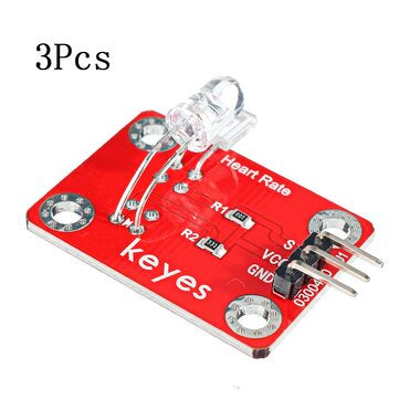 3Pcs Keyes Brick Finger Heartbeat Module(Pad hole) with Pin Header Board Analog Signal