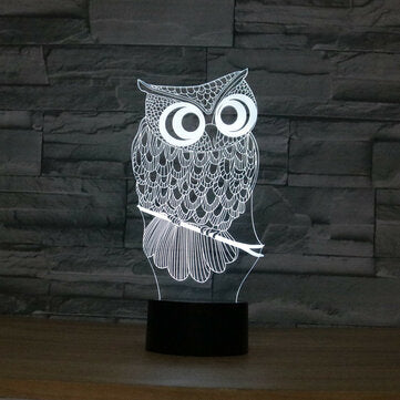 Owl USB Battery 3D LED Lights Colorful Touch Control Night Light Home Decor Gift