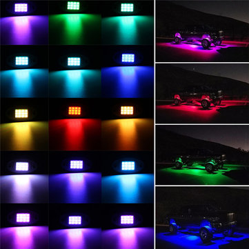 6Pcs Universal Colorful RGB LED Car Rock Lights  RF Dual Remote Control 5050 72 Led Waterproof IP68
