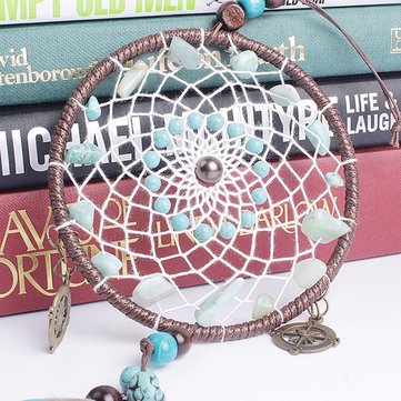 Green Beads Dream Catcher Wind Chimes Lace Style Feather Pendant Ornaments Handmade Dream Catcher  J
