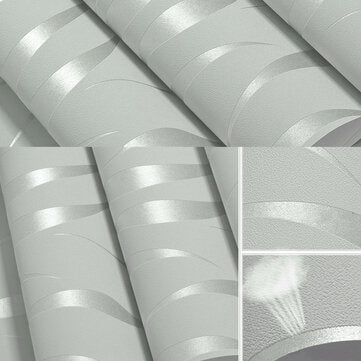 Silver 3D Non-Woven Fabric Wave Stripe Embossed Wallpaper Waterproof Modern Simple Non-Woven Fabric