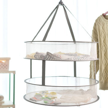 XiTianLong Windproof Double Layers Foldable Clothes Net Dry Rack Mesh Hanger Home Laundry Storage Ba