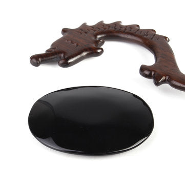Large Black Obsidian Oval Palmstone Crystal Gemstone Memorial Scrying Stone Healing  US