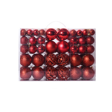 100pcs Decration Ball Set Christmas Tree Decorations Balls Bauble Pack Hanging Ball... (COLOR.: RED)