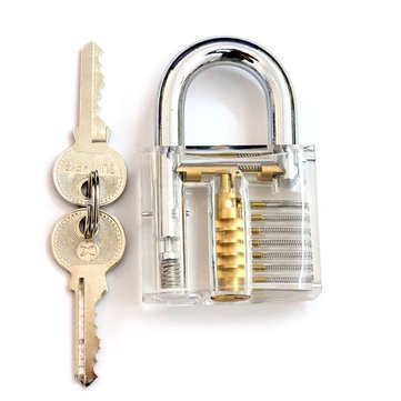 Transparent Practice Padlock with 6pcs Unlocking Lock Pick Set Key Extractor Tool Lock Pick Tools