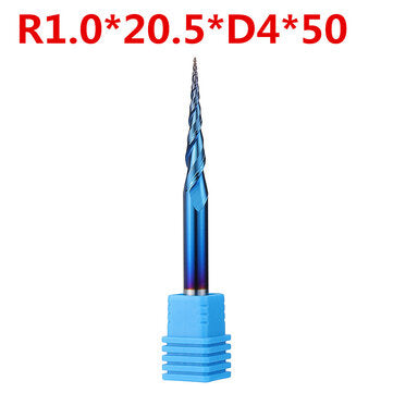 Drillpro NACO-blue R0.25/ R0.5/ R0.75/ R1.0 *20.5*D4*50 2 Flutes Ball Nose Milling C... (SIZE: #004)