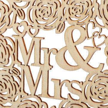 Wooden Mr & Mrs Heart Shape Romantic LED Light Ornament Wedding Decorative Light Supplies Atmospher