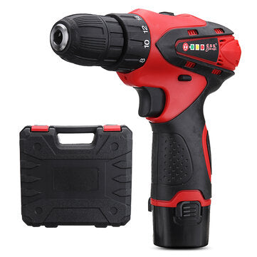 1500mAh 110V-220V Electric Screwdriver Lithium Power Dirver Drill Dual Speed DC12V ... (COLOR.: RED)