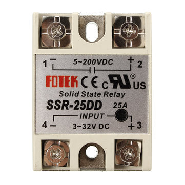 3Pcs 25A SSR-25DD Solid State Relay Module DC 3-32V To DC 5-200V