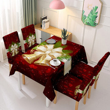 Christmas Tablecloth Chair Cover Santa Bell Navidad Ornaments Xmas Decorations ... (TYPE: SEATCOVER)
