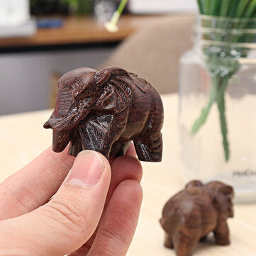 1 Pair Natural Agarwood Elephant Wood Carving Wood Crafts Retro Decoration Craft Creative Gifts Home