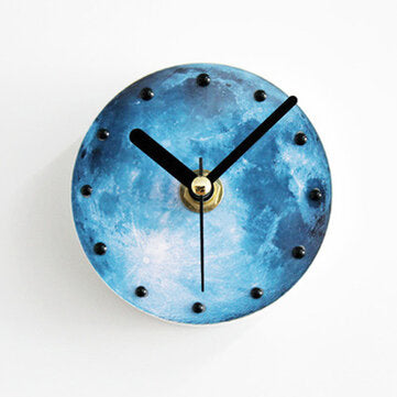 Fashionable Creative Universe Planet Moon Pattern Fridge Magnet Clock Waterproof S... (COLOR.: BLUE)