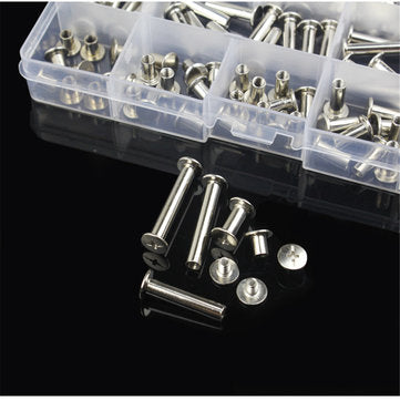 90 Sets M5 6-30mm Nickel Plating Phillips Chicago Binding Posts Stud Screws Rivet Button Bookbinding