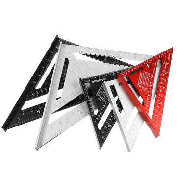 7"12" Aluminum Alloy Triangle Ruler Metric Imperial Meter Square Pr... (COLOR.: RED | LENGTH: 7INCH)