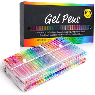100 Pcs Gel Pen Set Colored Gel Pens WaterColoring Pen Gifts for Kids Sketchi... (COLOR.: 100COLORS)