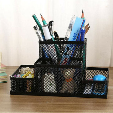 Black Mesh Style Pen Pencil Ruler Holder Desk Office Storage Box Stationery Container Box Office Sch