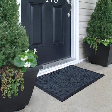 Honana WX-K6 Black Solid Pattern Home Doormat Rubber Mat Anti-slip Floor... (CARPET SIZE: 45CMX70CM)