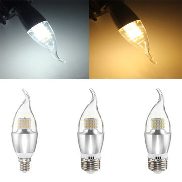 E14 E12 E27 7W 60 SMD 3014 LED White Warm White Glass Candle Lamp... (COLOR.: WARMWHITE | BASE: E12)