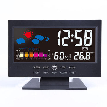 Bakeey Digital LCD Thermometer Hygrometer Sound Activated Screen Weather Forecast Temperature Trend