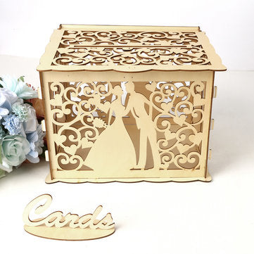 Wooden Card Box Wedding Advice Wishing Box with Lock Gift Wedding Party Favor