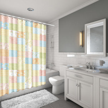 Bathroom Non-Slip Carpet Rug Lid Toilet Seat Cover Mat Shower Curtain  (PATTERN: Y181007-D001)