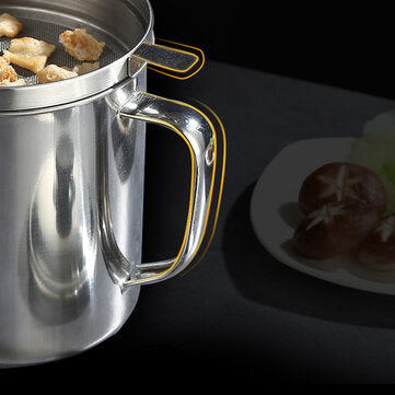 Kitchen Cooking Oil Filter Pot Soup Grease Stainless Steel Strainer Separator for Kitchen Filter Too