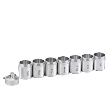 Weekly Pill Box Aluminum Alloy Waterproof Detachable Travel Pill Storage Organizer Container Portabl