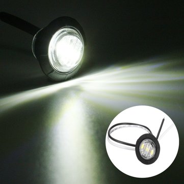 4pcs 12V/24V White Mini Round LED Button Side Marker Lights Lamps Truck Trailer