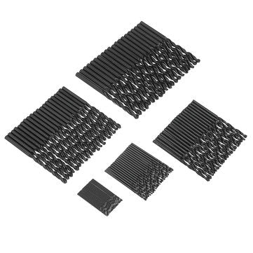 Drillpro 100pcs 1/2/3/4/5mm Twist Drill Bits Set HSS Straight Shank Black Coated Woodworking Drill B