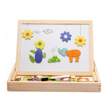 Wooden Magnetic Drawing Board Kids Early Educational Learning Jigsaw Puzzle S