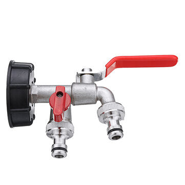 1/2 Inch S60x6 IBC Brass Water Tank Adapter Double Head Tap Outlet Replacement Valve Fitting for Gar