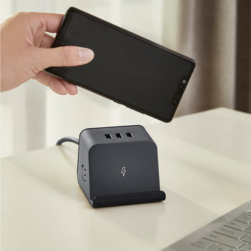 Aigo 5W Wireless Charger Socket 3D Mini Power Strip Socket Outlet 3USB Ports from