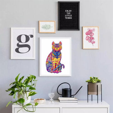Wooden Cat Jigsaw Puzzle DIY Unique Shape Pieces Animal Gift Mysterious Early Education Toys for Chi