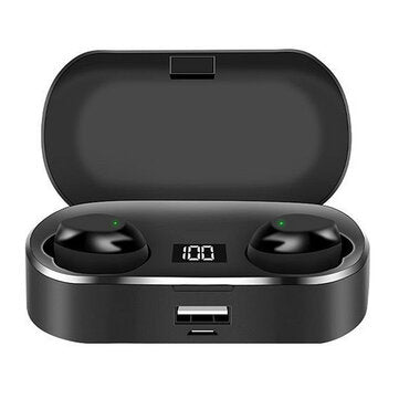 X36 Digital Display bluetooth 5.0 Headphones Touch Large Capacity TWS Sports Wire... (COLOR.: BLACK)