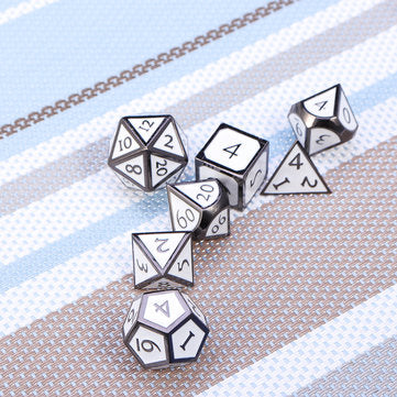 7Pcs Zinc Alloy Enamel Dices Set Polyhedral Solid Metal Dice Role Playing Game Dice Gadget RPG