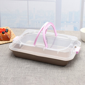 Cake Pan Carbon Steel Cook & Carry Pan Kitchen Baking Tray Bakeware With Lid