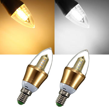 E14 LED Bulb 4W SMD 2835 16 Pure White/Warm White Candle Flame Down Light La... (COLOR.: PUREWHITE)