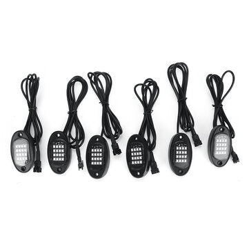 6Pcs LED RGB Off-road Rock Light Underbody Lamp bluetooth Control For Jeep Truck Motorcycle Boat