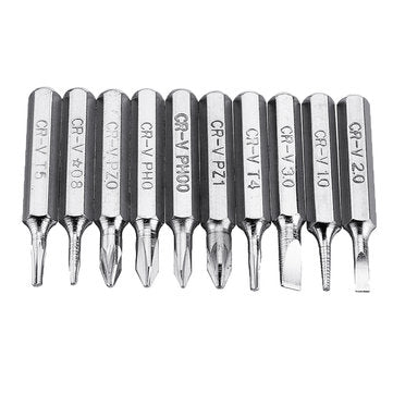 Drillpro 10pcs 4mm CR-V Screwdriver Bit Set Phillips Slotted Torx Batch Head Bit Mobile Phone Repair