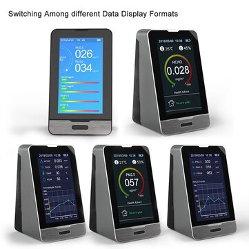 WIFI PM2.5 PM1.0 PM10 Temperature Humidity Air Quality Monitor 4.3 Inch LED Display Intelligent CO2