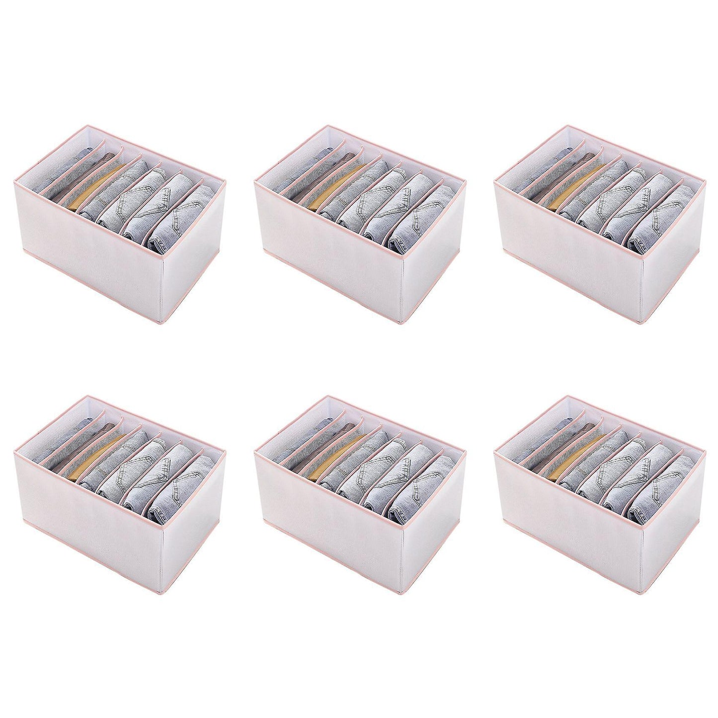 Pp Wardrobe Clothes Organizer Jeans Compartment Storage Box, Pink, L
