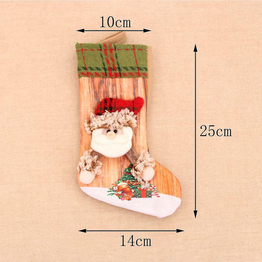 Christmas Stocking Santa Claus Candy Sock Bag Hanging Decor Gift, B