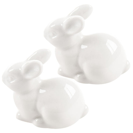 2x Cute Mini White Ceramic Rabbit Home Decoration Ornaments Medium