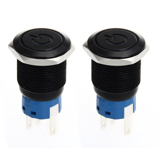Led Push Button Push Button Switch 12v 19mm Self-locking Switch Black