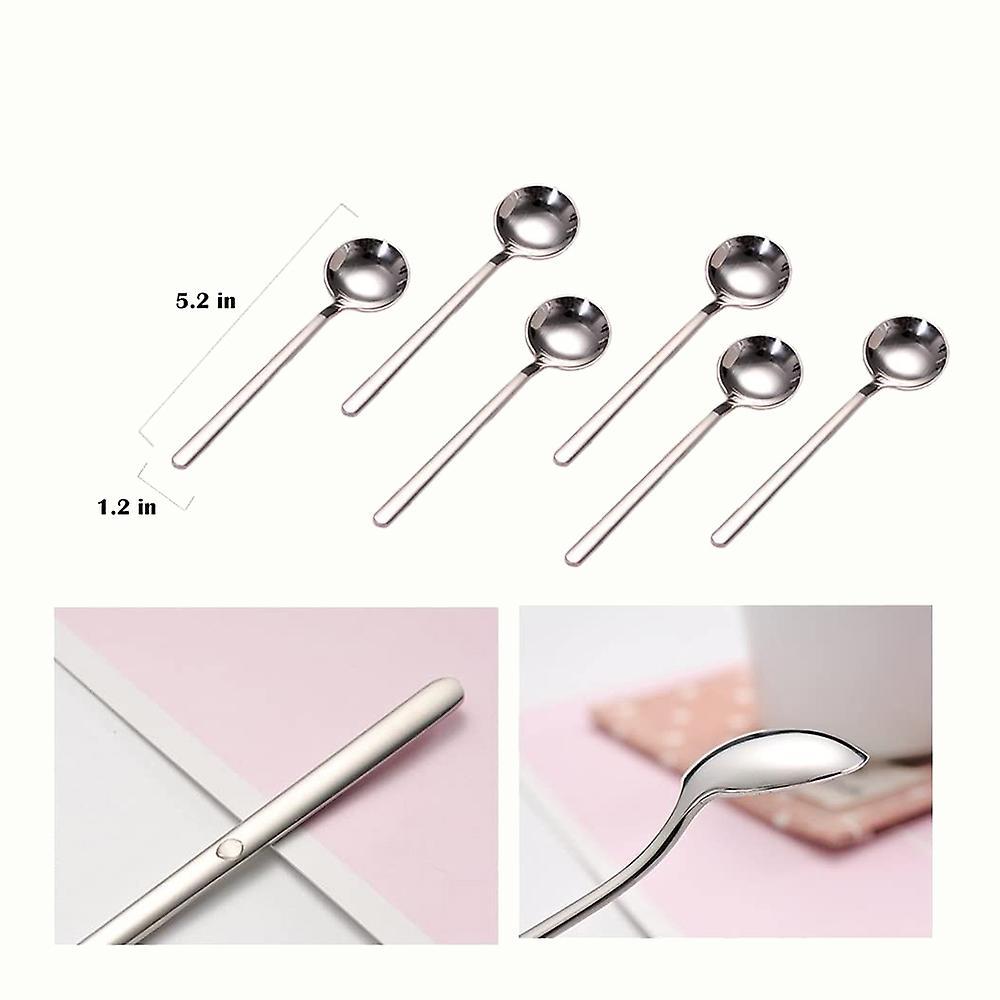 Stainless Steel 6pcs Espresso Spoons for Sugar Antipasto (silver)