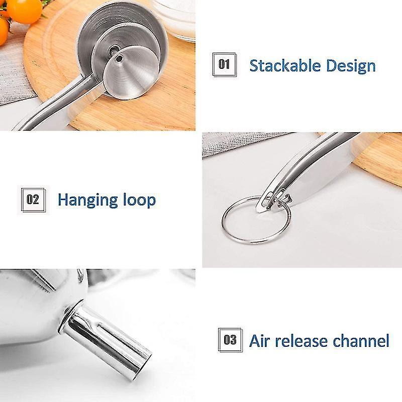 Metal Funnels for Filling Bottles Stainless Steel Small Funnel Set