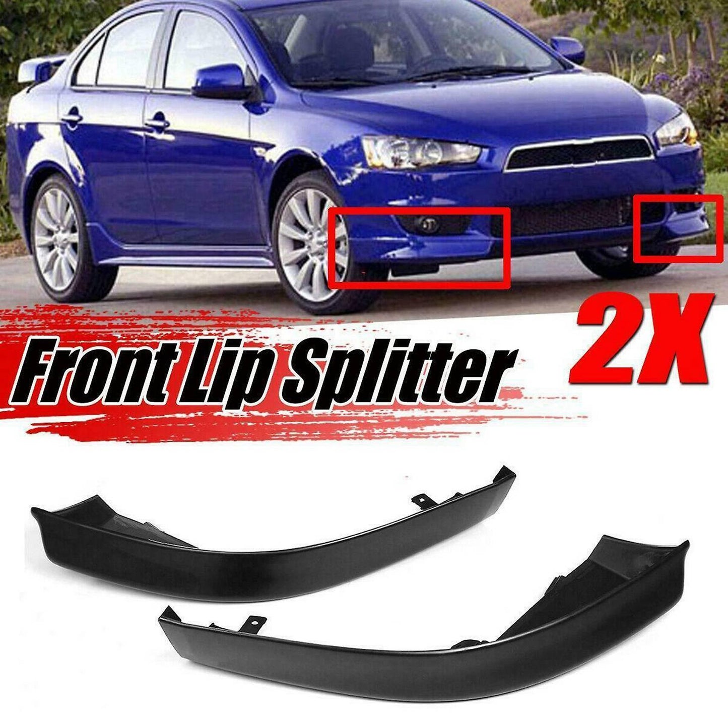 2pcs Car Spoiler Body Kit Black for Mitsubishi Lancer 2008-2015