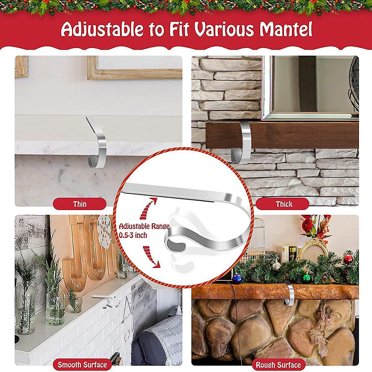 6pcs Christmas Stocking Holder, Non-slip Adjustable Stocking C