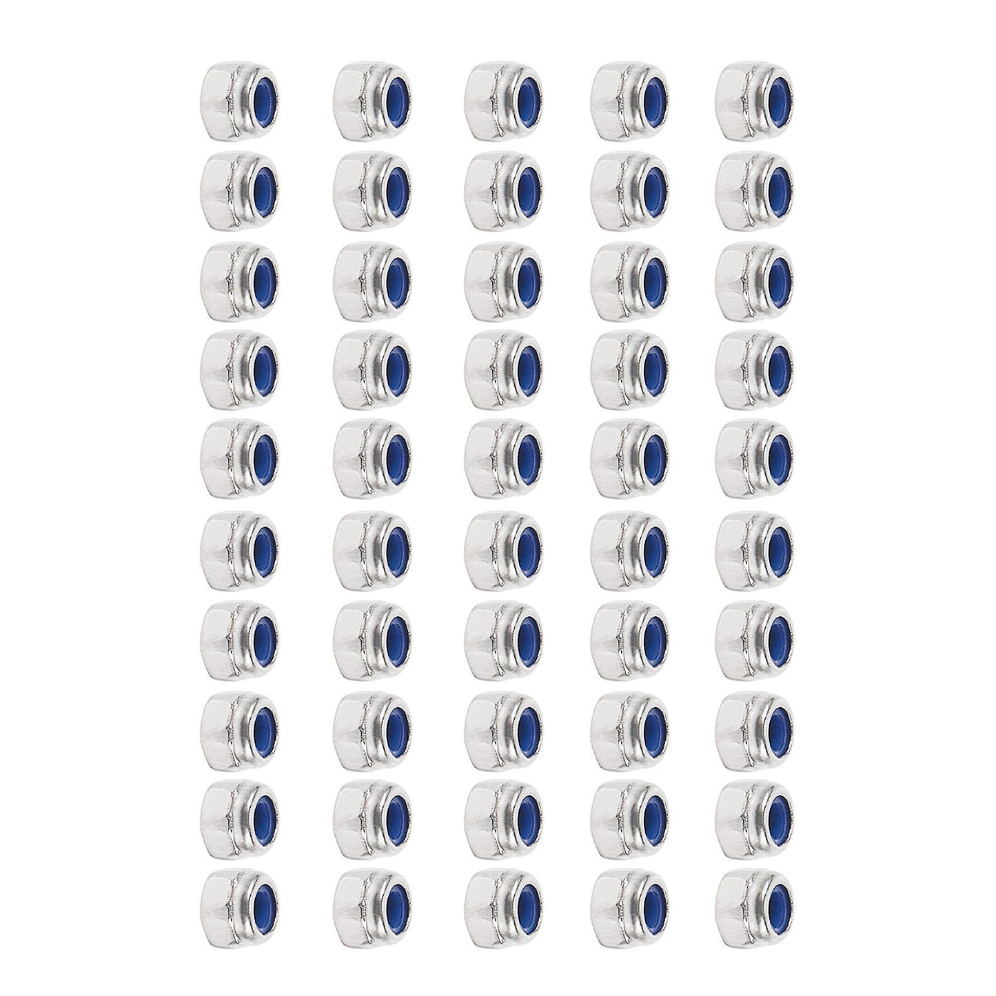 M3 X 0.5mm 304 Stainless Steel Nylock Nylon Insert Hex Lock Nuts 50x